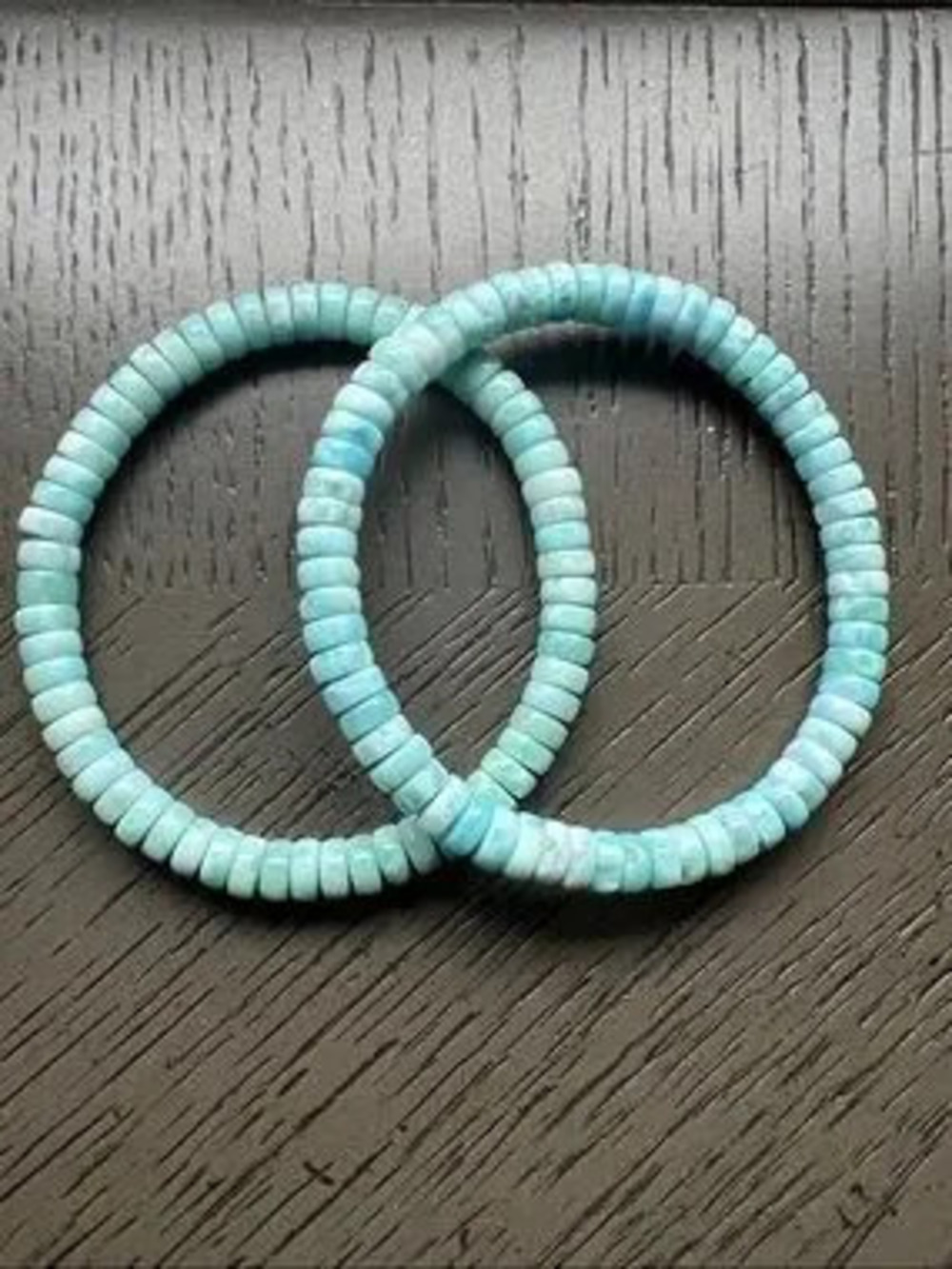 ( ONE ) Larimar donut bracelet 6mm SIZE 6.75